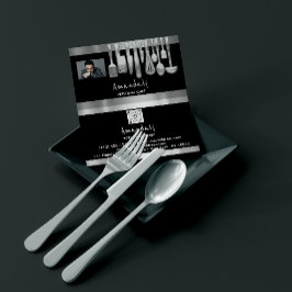 Cartão De Visita Código QR de Fotografia Bar Restaurante do Cozinha
