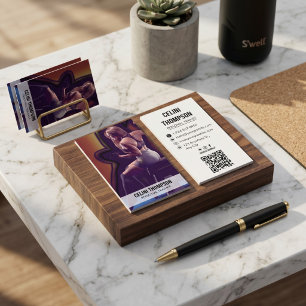 Cartão De Visita Código QR de Fotografia de Malhação do Treinador P