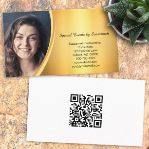 Cartão De Visita Código QR de Fotografia Personalizada Flare Doura
