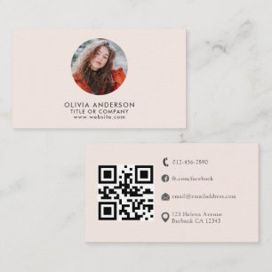 Cartão De Visita Código QR de Fotografia Profissional Rosa-Esbranqu