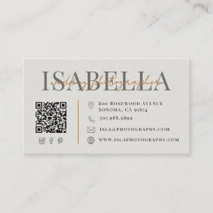 Cartão De Visita Código QR de Fotógrafo de Casamento Moderno
