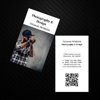 Cartão De Visita Código QR de Fotógrafo Moderno e Profissional
