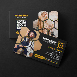 Cartão De Visita Código QR de Fotógrafo Profissional Fotografia