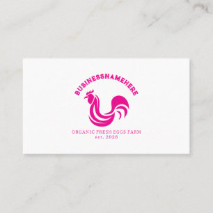 Cartão De Visita Código QR de Frango Branco Rosa Simples