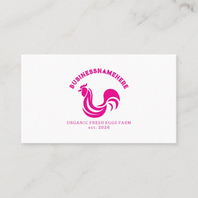 Cartão De Visita Código QR de Frango Branco Rosa Simples (Frente)