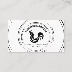 Cartão De Visita Código QR de Frango Simples Preto e Branco