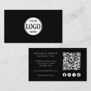 Cartão De Visita Código QR de Ícone Social de Logotipo Personalizad