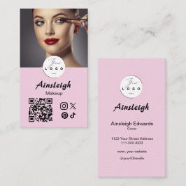 Cartão De Visita Código QR de Ícone Social de Rosto Corado Script F
