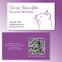 código QR de ilustração minimalista de gato roxo b