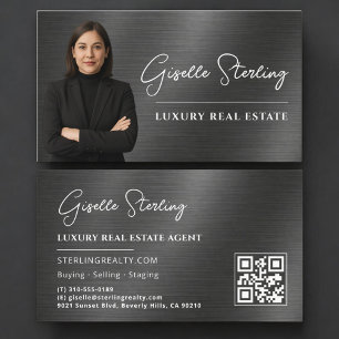 Cartão De Visita Código QR de Imóveis Foto Metálica