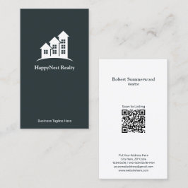 Cartão De Visita Código QR de Imóveis Verticais Minimalista Moderno