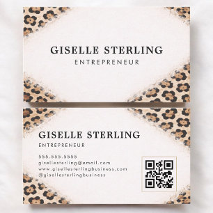 Cartão De Visita Código QR de impressão de leopardo guepardo empree