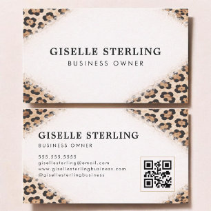 Cartão De Visita Código QR de Impressão de Leopardo Guepardo para P