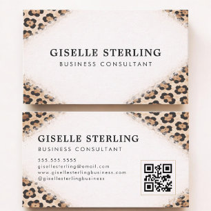 Cartão De Visita Código QR de Impressão de Leopardo Guepardo Profis