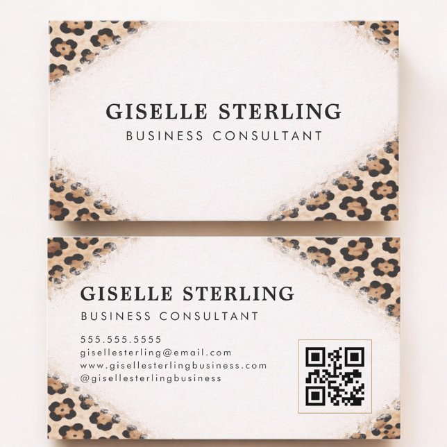 Cartão De Visita Código QR de Impressão de Leopardo Guepardo Profis (Criador carregado)