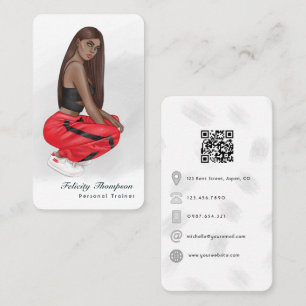 Cartão De Visita Código QR de instrutora de fitness mulher negra