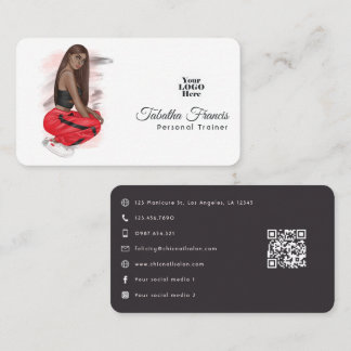 Cartão De Visita Código QR de instrutora de fitness mulher negra