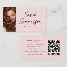 Código QR de letra cursiva rosa moderno para cabel