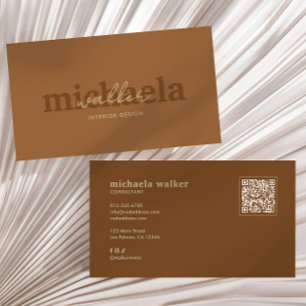 Cartão De Visita Código QR de Letra Elegante e Mídia Social