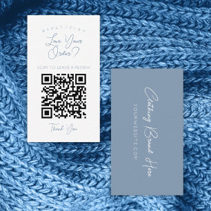 Cartão De Visita Código QR de Letra Simples em Azul Pó Rosa Deixe u