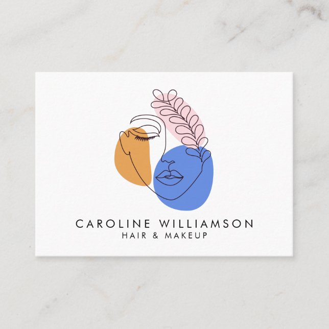 Cartão De Visita Código QR de linha de retrato com Abstrato minimal (Frente)