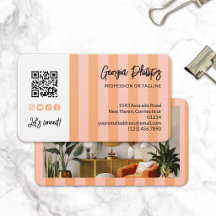 Código QR de Listras de Bege e Rosa Foto Mídia Soc