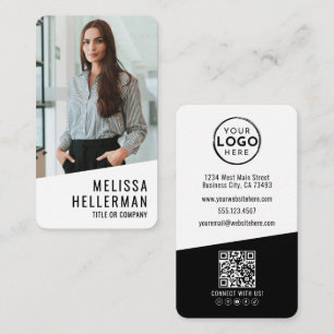 Cartão De Visita Código QR de Logo de Foto Profissional Vertical