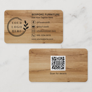 Cartão De Visita Código QR de Logo de Mídia Social Carpintaria Made