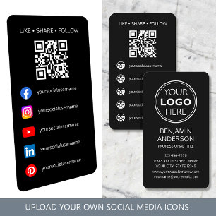 Cartão De Visita Código QR de Logo de Mídia Social Contemporânea Pr