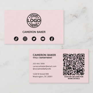 Cartão De Visita Código QR de Logo de Negócios Personalizado Mídia
