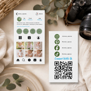 Cartão De Visita Código QR de Logo Minimalista Preto Moderno para I