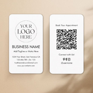 Cartão De Visita Código QR de Logo Personalizado Moderno Minimalist