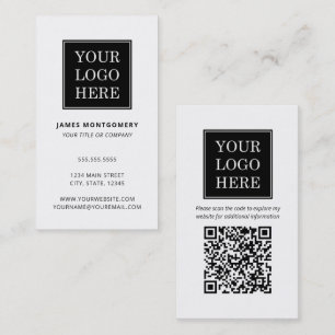 Cartão De Visita Código QR de Logo Personalizado Profissional