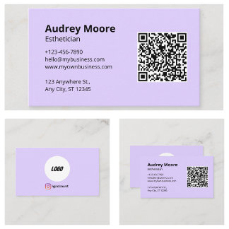 Cartão De Visita Código QR de Logo Serviços de Esteticista
