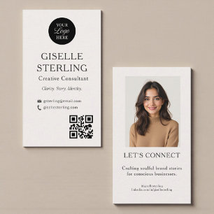 Cartão De Visita Código QR de Logotipo de Foto Moderno Limpo