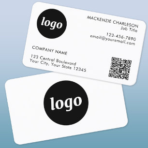 Cartão De Visita Código QR de Logotipo e Texto Simples