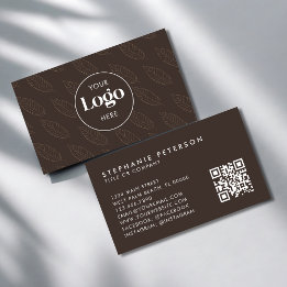 Cartão De Visita Código QR de Logotipo Personalizado Botânico Minim