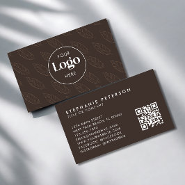 Cartão De Visita Código QR de Logotipo Personalizado Botânico Minim