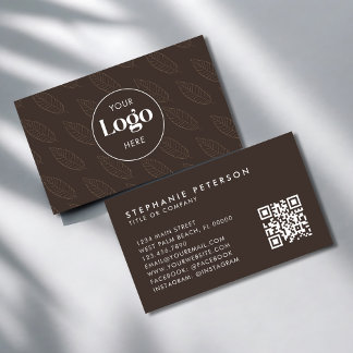 Cartão De Visita Código QR de Logotipo Personalizado Botânico Minim
