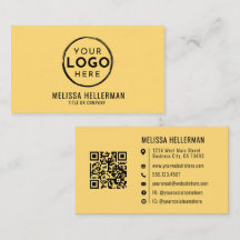 Código QR de Logotipo Profissional Amarelo Minimal