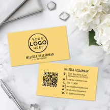 Código QR de Logotipo Profissional Amarelo Minimal