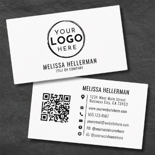 Cartão De Visita Código QR de Logotipo Profissional Minimalista Mod