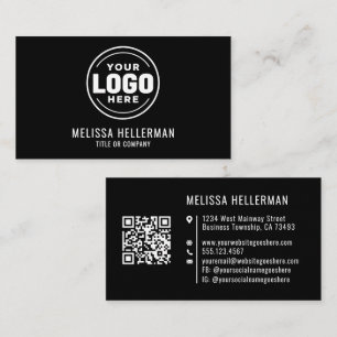 Cartão De Visita Código QR de Logotipo Profissional Minimalista Mod