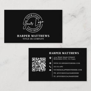 Cartão De Visita Código QR de Logotipo Profissional Minimalista Mod