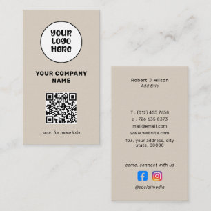 Cartão De Visita Código QR de Logotipo Profissional Mínimo para Míd