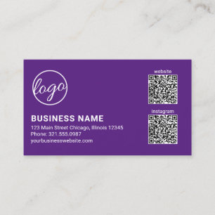 Cartão De Visita Código QR de Logotipo Roxo Profissional Moderno