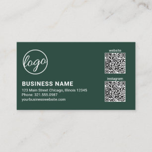Cartão De Visita Código QR de logotipo verde floresta profissional