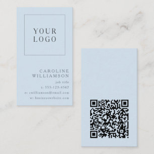 Cartão De Visita Código QR de Logotipo Vertical Minimalista Moderno