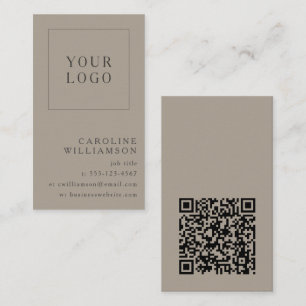 Cartão De Visita Código QR de Logotipo Vertical Minimalista Moderno