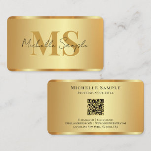 Cartão De Visita Código QR de Luxo em Ouro com Tipografia Personali